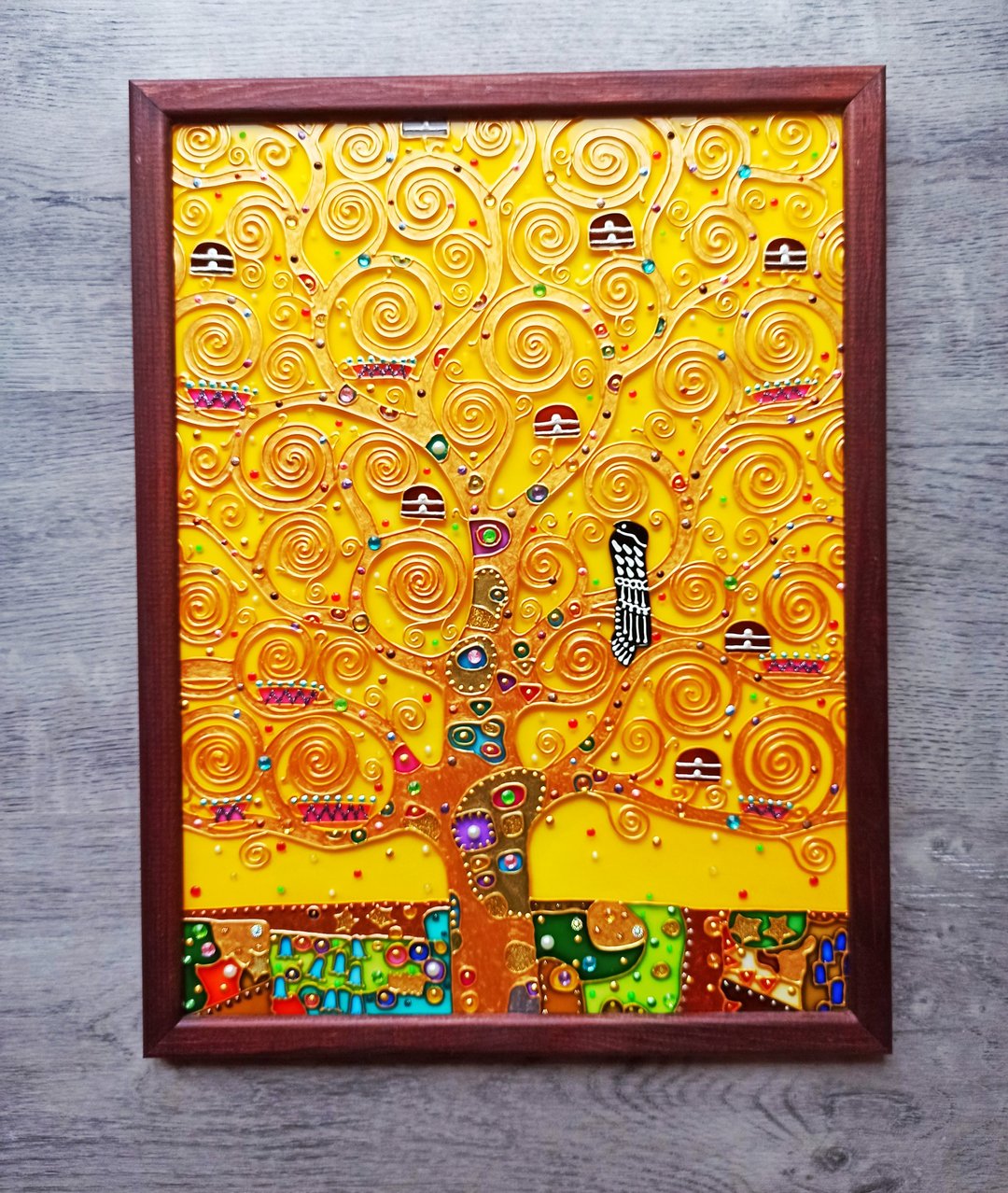 生命之树原克里姆特画在玻璃上现代墙面装饰给夫妇的礼物 - 墙贴/壁贴 - 玻璃 金色