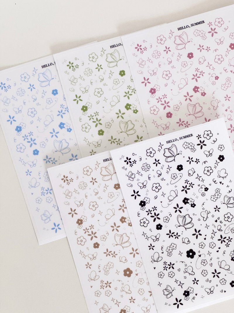 春日涂鸦雾面透明贴纸 - 贴纸 - 纸 