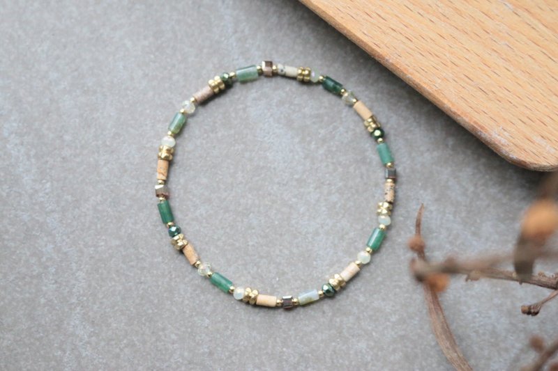 风景石 天然石 手环 0592-彩虹糖 - 手链/手环 - 半宝石 绿色