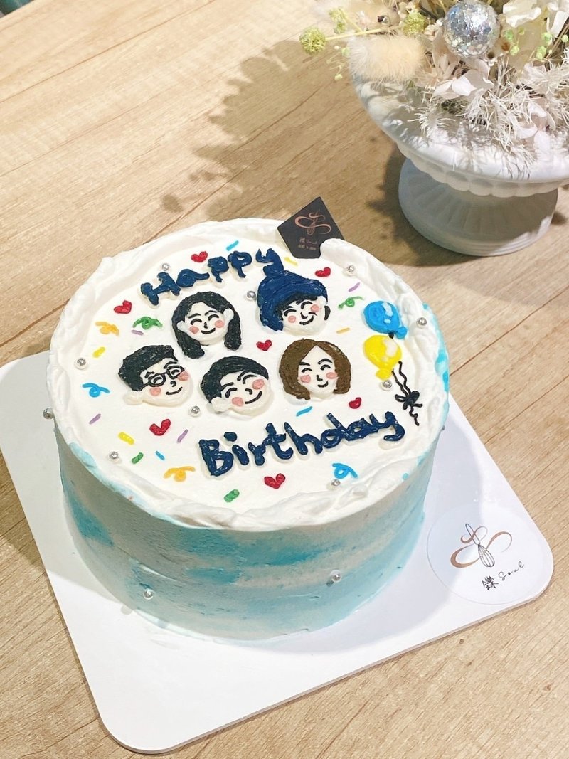 一家人 全家福 人头绘图 可爱人头 生日蛋糕 铄甜点 定制化 自取 - 蛋糕/甜点 - 新鲜食材 