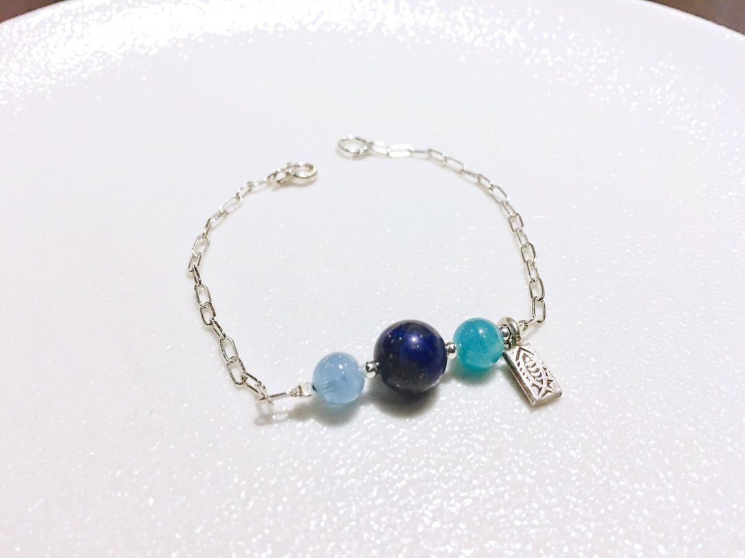 Ops Amazonite bracelet-天河石/925银/青金石/海水蓝宝/能量/银 - 手链/手环 - 宝石 蓝色