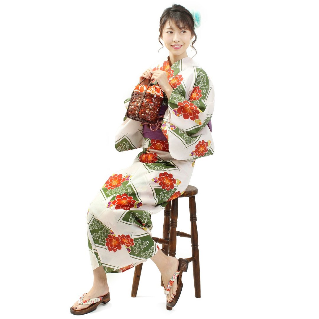 日本 和服 浴衣 女性 浴衣 腰带 2件组 F Size x86-31c yukata - 其他 - 棉．麻 绿色