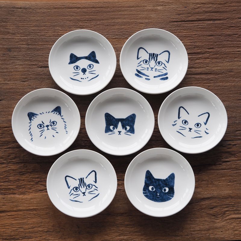 猫咪小圆碟【浪猫救援计划】可以当点心碟、小菜碟、酱料碟 - 浅碟/小碟子 - 瓷 白色