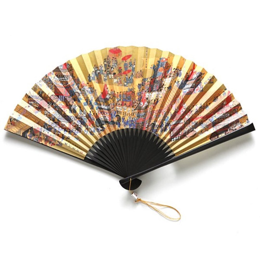 宫胁卖扇庵 扇子 祇园祭绘图 - 扇子 - 纸 金色