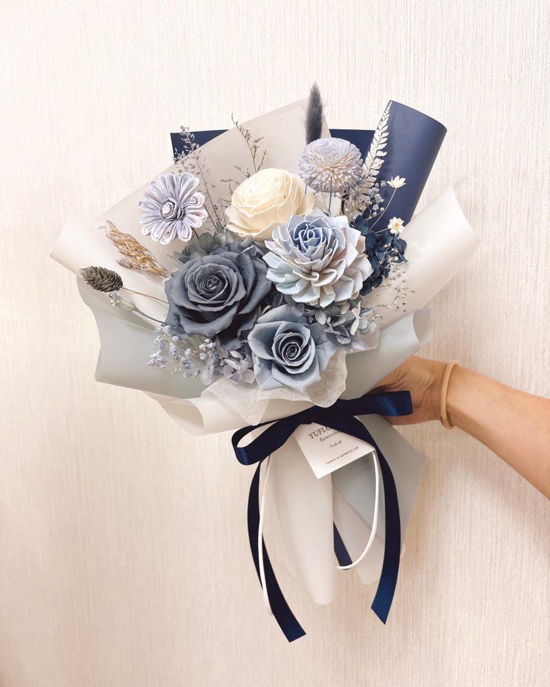 【迷雾蓝永生花束】 定制 永生花 情人节 婚礼 干燥花 母亲节 - 干燥花/捧花 - 植物．花 多色