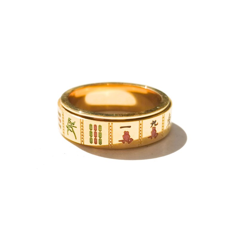 十三幺麻将戒指 - 戒指 - 不锈钢 金色