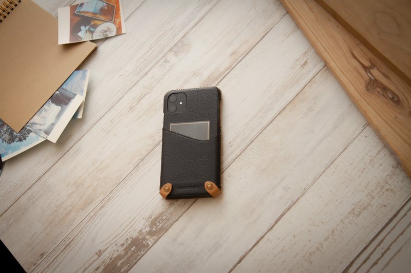 iPhone 11 MORANDI系列极简款手机皮套 - 雅致黑 - 手机壳/手机套 - 真皮 黑色