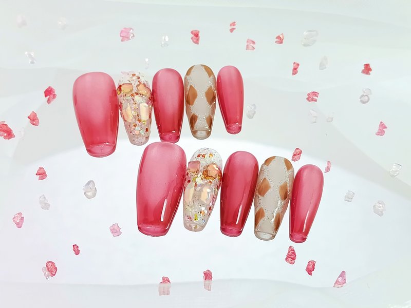 【YUE】雾莓琥珀-柔雾系穿戴甲 - 其他 - 塑料 红色