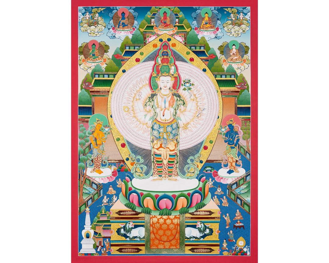 观音唐卡画由喜马拉雅山区的大师艺术家精心制作 - 墙贴/壁贴 - 其他材质 多色
