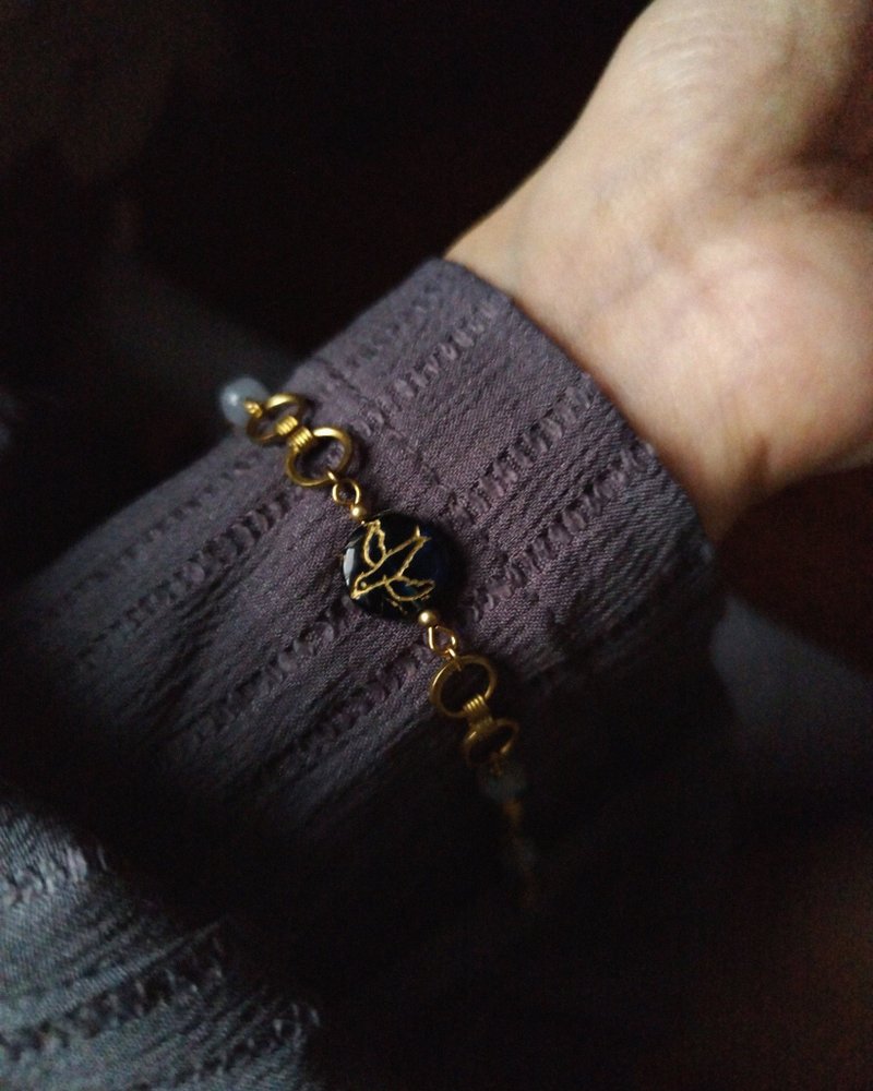 古董珠黄铜手链 / 飞鸟【孤品】 - 手链/手环 - 铜/黄铜 多色