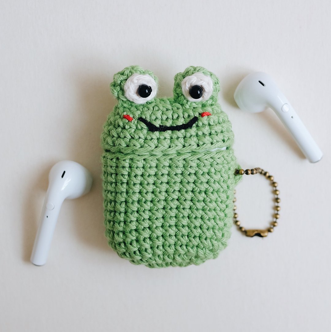 Airpods 1/2 Crochet Case | The Frog | Cute Case, airpods 2 保護套 - 耳机收纳 - 棉．麻 绿色