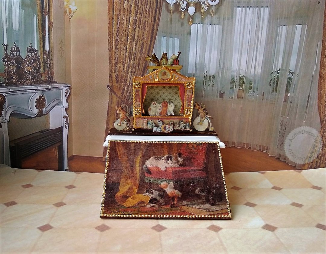 1:12 scale.Miniature theater of cats. - 玩偶/公仔 - 其他材质 
