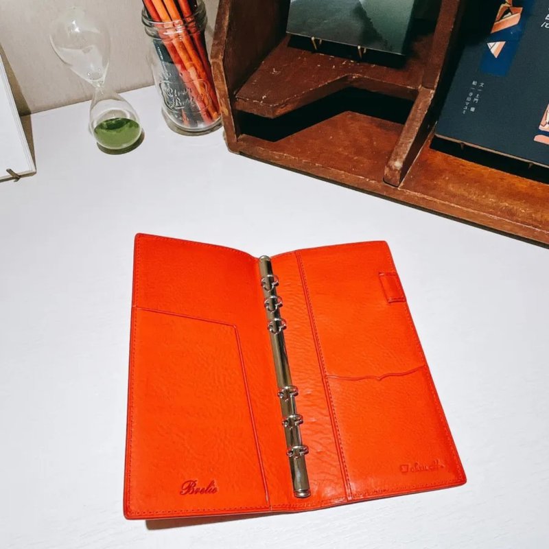 【Brelio×ink mazeru】Minerva Box 牛皮手帐 ''poppy'' 窄版尺寸 【限定色】 - 笔记本/手帐 - 真皮 红色