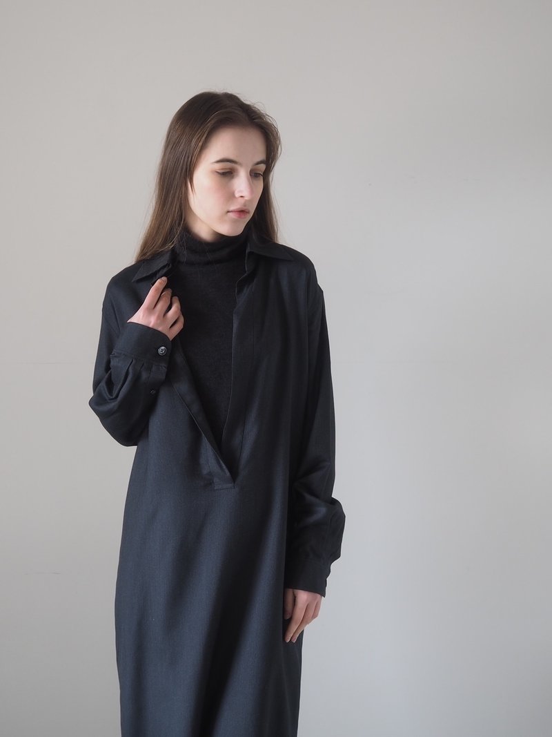 HERMES 爱马仕 by Martin Margiela 衬衫式洋装 Valouse 衬衫 洋装 Margiela 时期 古着 - 洋装/连衣裙 - 丝．绢 黑色