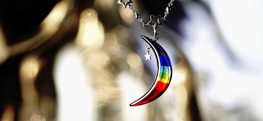 [Made to order] Starry rainbow moon - 项链 - 其他金属 