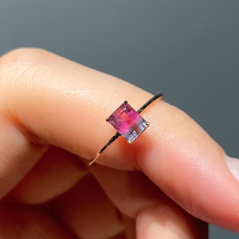 The Petite -  天然西瓜双色碧玺(0.58ct) 18k玫瑰金戒指 - 戒指 - 贵金属 