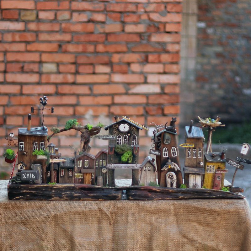 Home decor City of free people Keyholder Handmade 100% Single Copy - 其他 - 木头 咖啡色