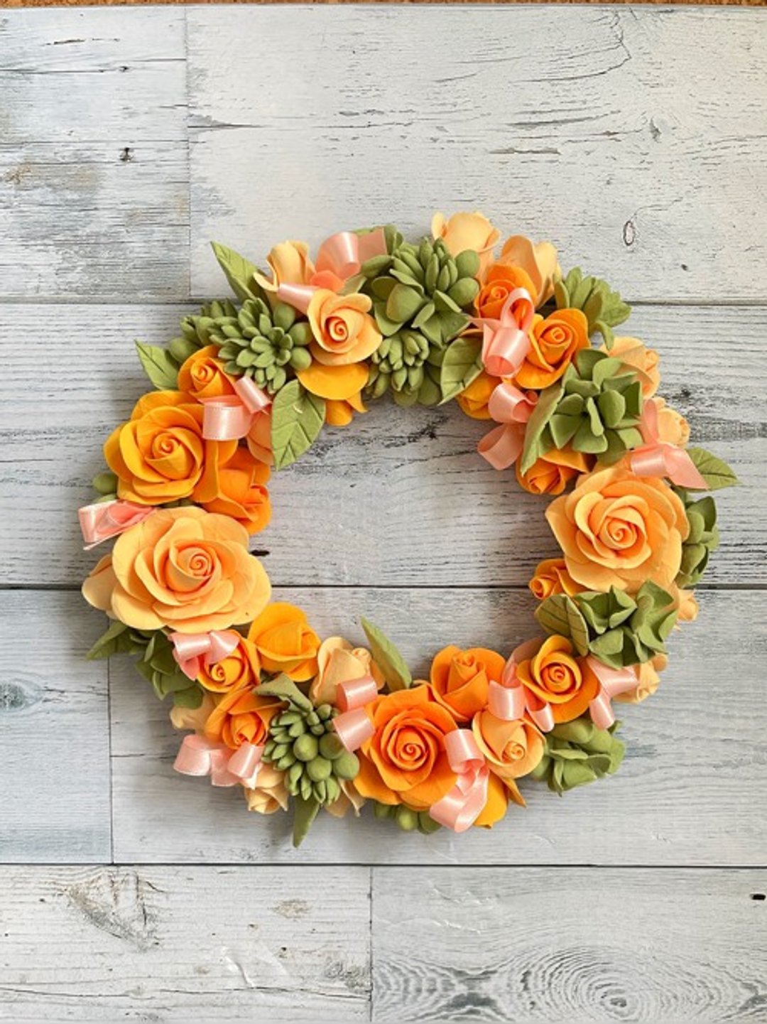 [Clay Art] eternal flower wreath * Collaboration of vitamin color and satin ribbon - 植栽/盆栽 - 陶 