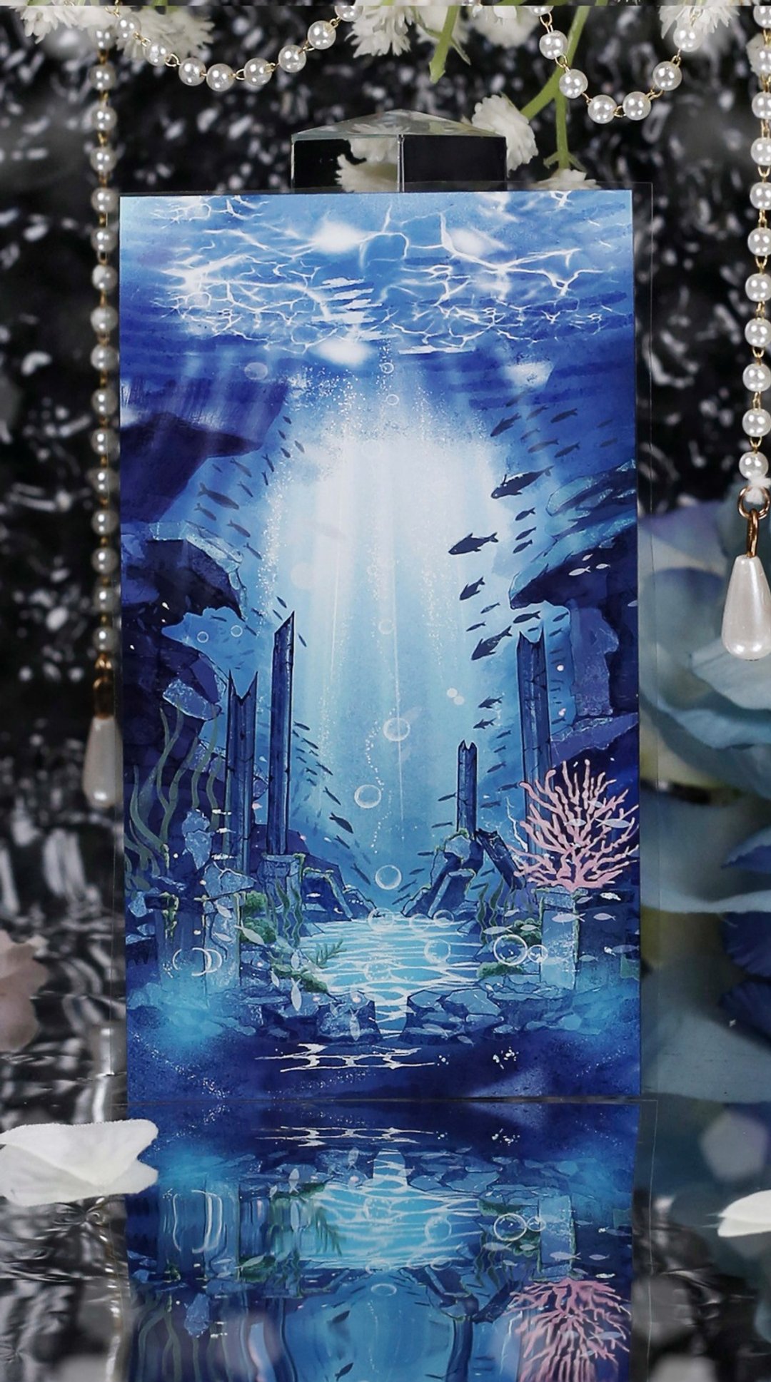 沉入深海 無限エネルギー PET 和紙膠帶 10米卷 巨畫幅造景 - 纸胶带 - 其他材质 蓝色