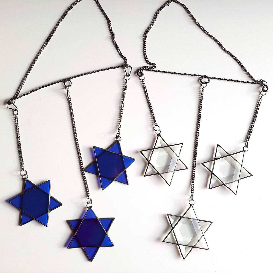 Star of David. Glass mobile. Hanging suncatcher - 摆饰 - 玻璃 
