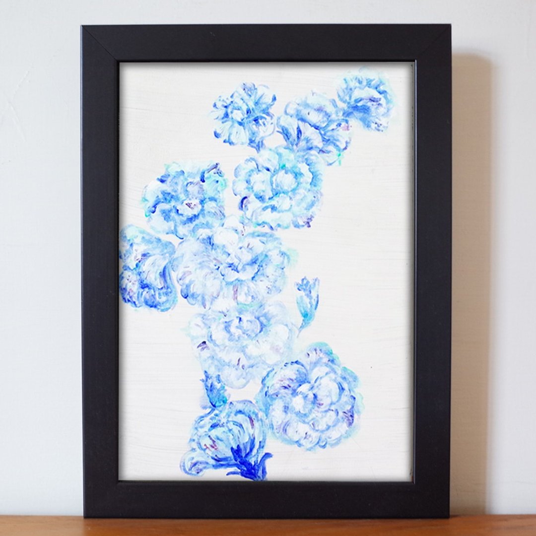 洋桔梗 油画 F4号 含框尺寸约34.5*25.5cm - 海报/装饰画/版画 - 颜料 白色