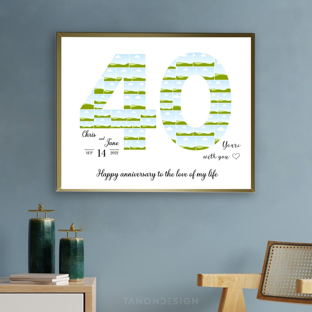 Number Photo collage Editable Canva Template, Anniversary Gift, Birthday Gift - 图文模板设计 - 其他材质 
