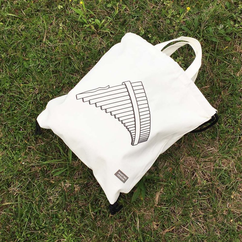 WD 乐器棉质背包 - 排笛  现货+预购 - 束口袋双肩包 - 棉．麻 白色