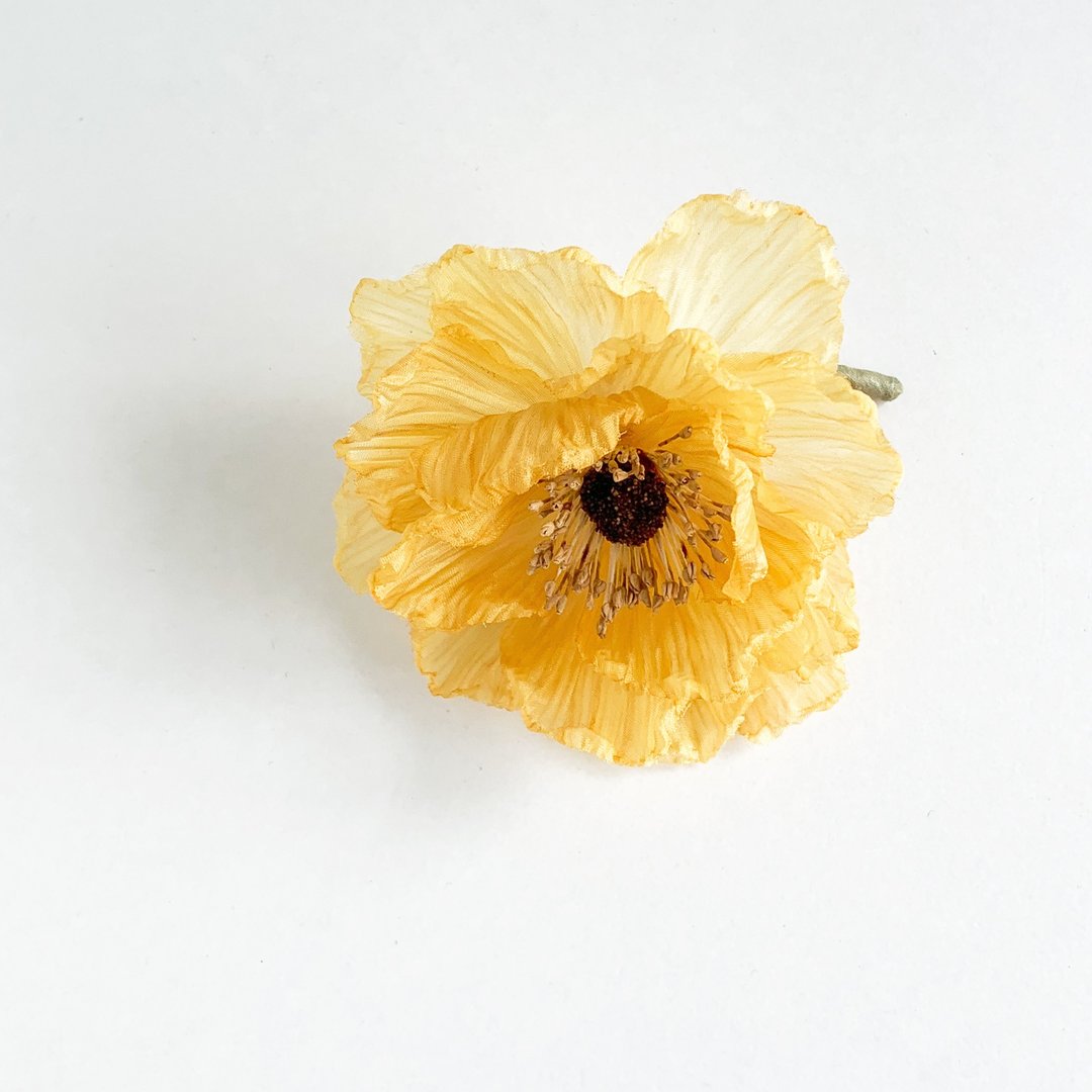 Corsage: silk, Poppy. (yellow) - 胸花/手腕花 - 丝．绢 黄色