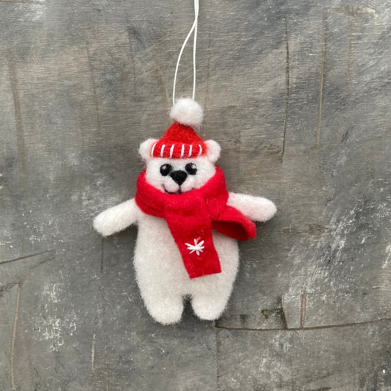 白色北极熊别针针毡北极熊胸针用于女士羊毛动物 - 胸针 - 羊毛 白色