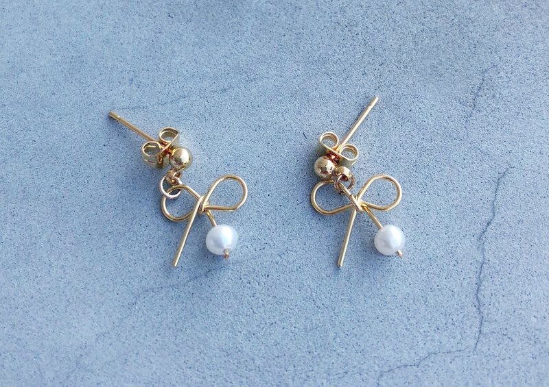 【Knot】14k日本天然珍珠耳环  - 耳环/耳夹 - 其他材质 白色