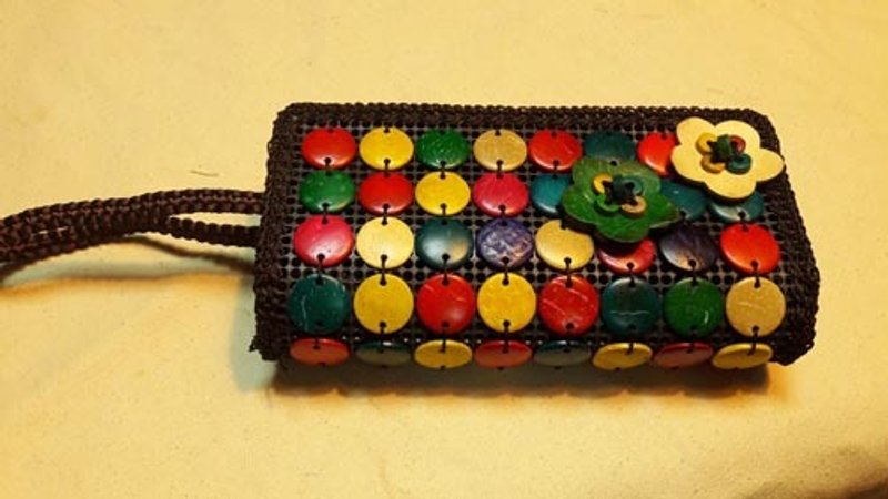 彩色扭扣 天然植物 小花大容量双拉链包手拿包 - 手拿包 - 植物．花 多色