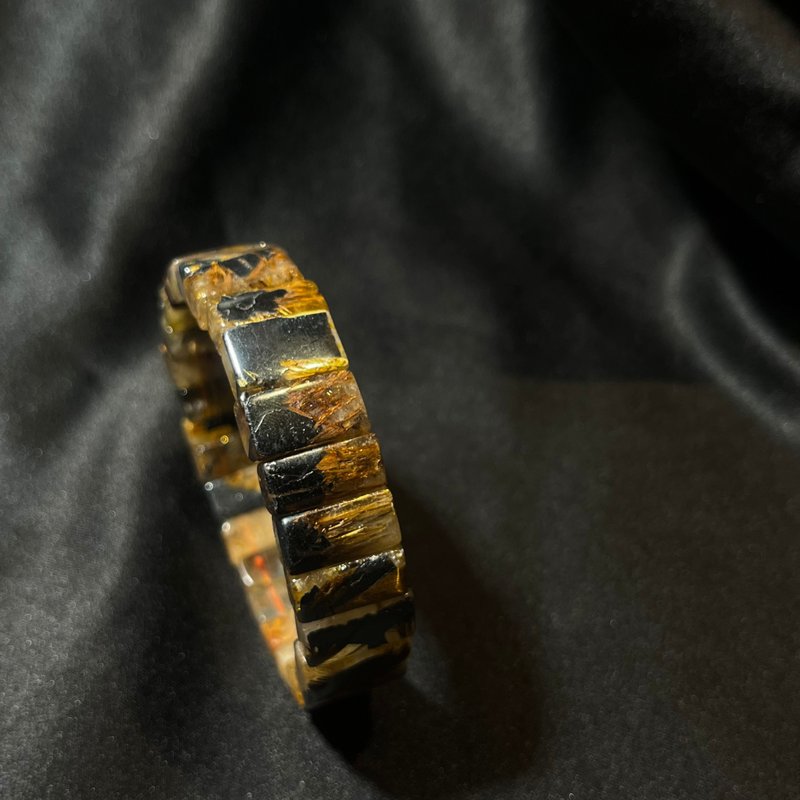 咖啡钛 钛金 手串 手排 太阳花 钛晶 手排 钛晶 手珠 - 手链/手环 - 水晶 黄色