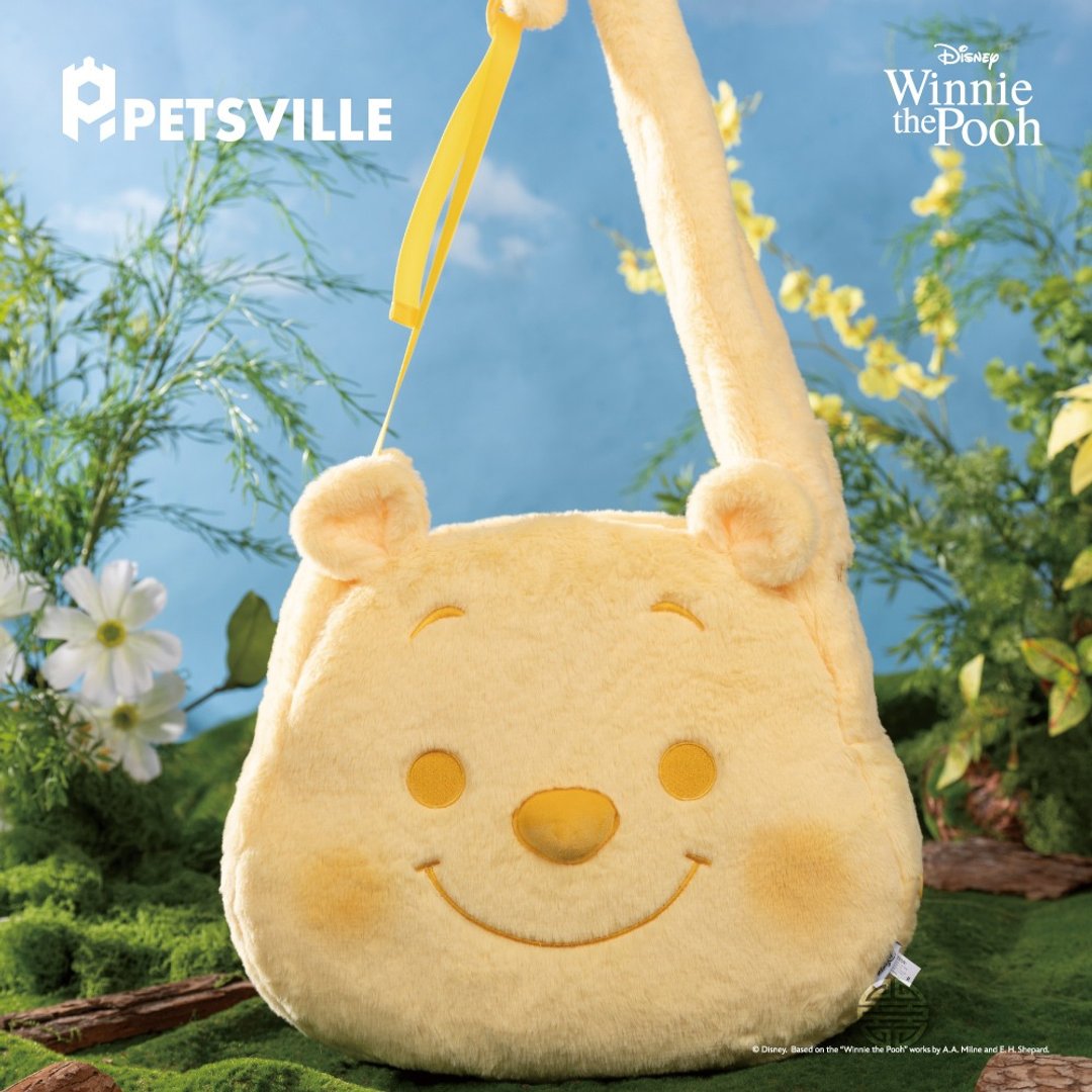 【PETSVILLE&迪士尼】小熊维尼绒毛外出包 背包 - 外出包 - 聚酯纤维 黄色
