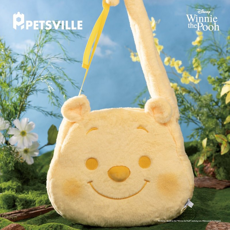 【PETSVILLE&迪士尼】小熊维尼绒毛外出包 背包 - 外出包 - 聚酯纤维 黄色