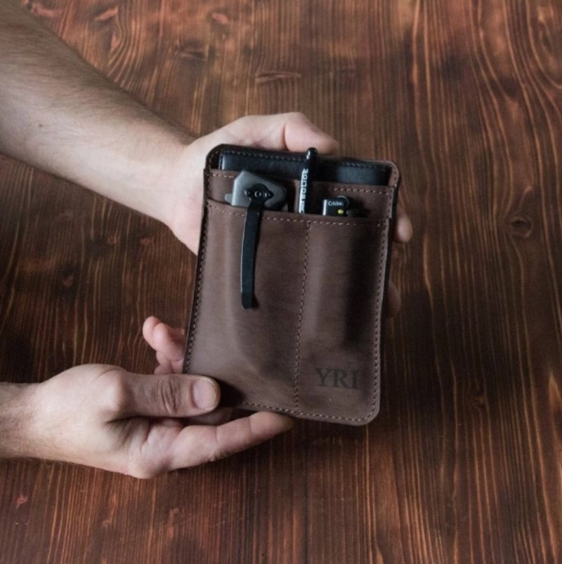 leather travel pouch, leather pocket organizer, leather pocket holder - 皮夹/钱包 - 真皮 黑色