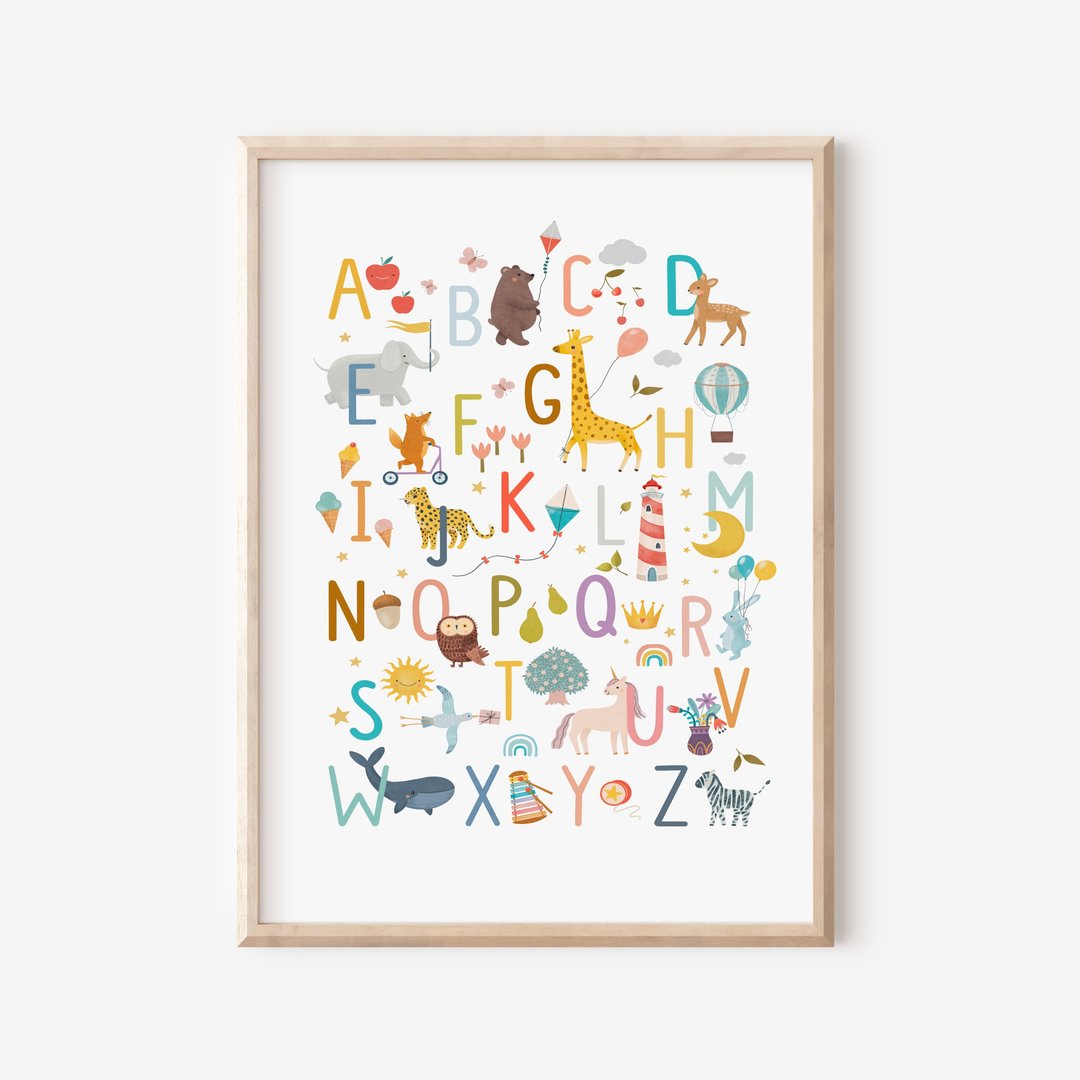 动物字母－数位下载婴儿房海报 - 电子手绘真人画像/绘画/插画 - 其他材质 