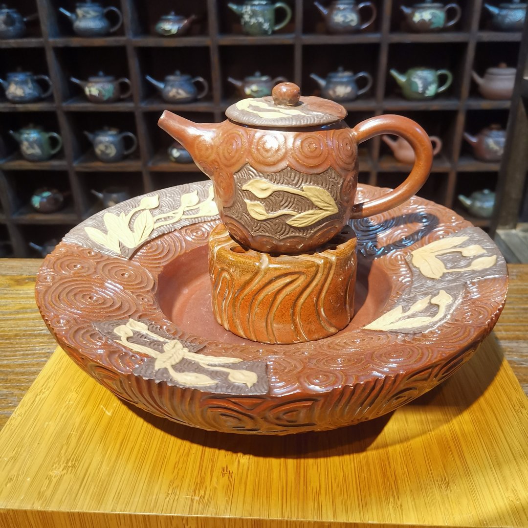 手工制作-花壶系列-海芋茶具套组 - 其他家具 - 陶 咖啡色