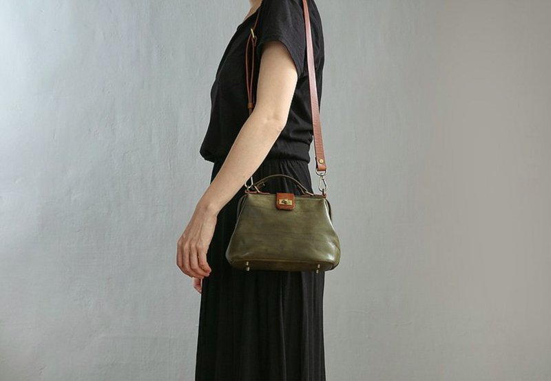 手工真皮小医生包 | 侧背包 | 口金包 | 手提包 | 定制化礼物 - 公文包/医生包 - 真皮 绿色