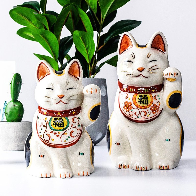 药师窑日本进口万福唐草招财猫开业乔迁镇宅送礼猫侍同款动物摆件 - 摆饰 - 陶 
