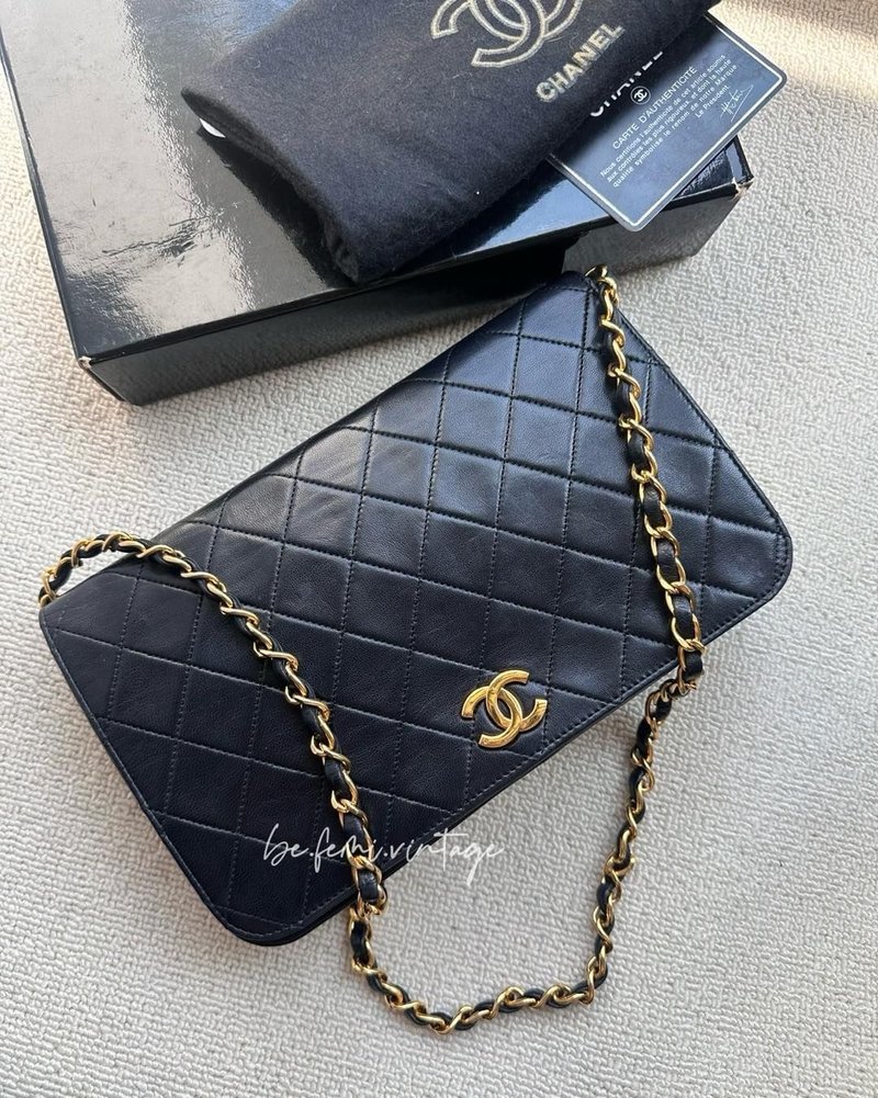 中古Chanel黑色链条信封包 - 侧背包/斜挎包 - 真皮 黑色