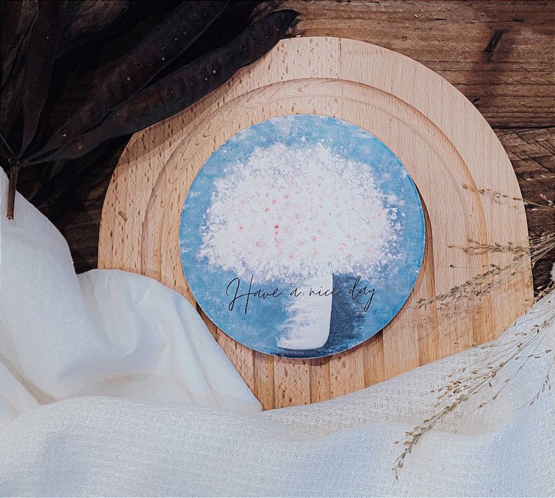 花卉插画陶瓷杯垫 - 杯垫 - 陶 