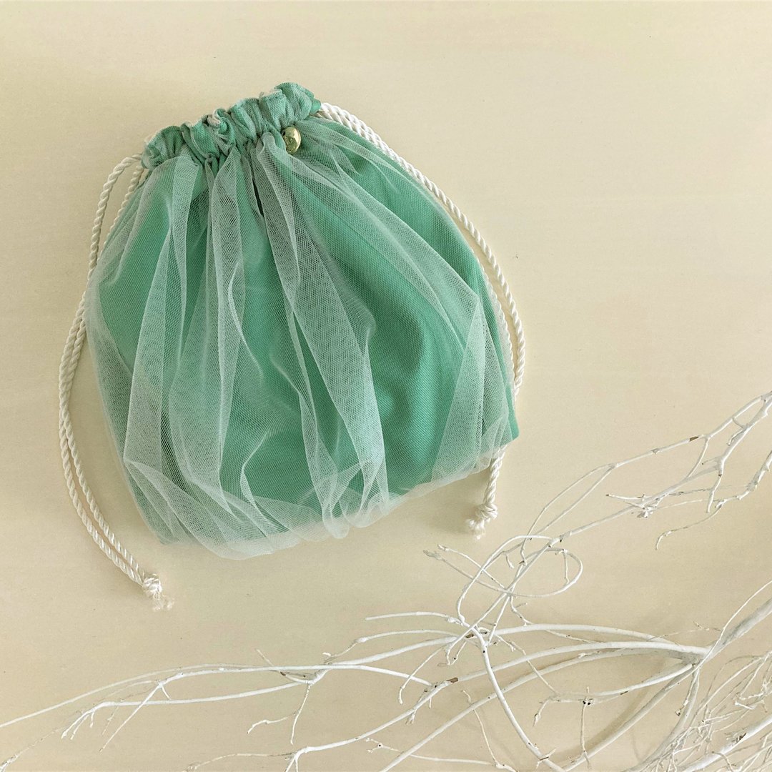 NEW Overtulle Gather Purse Peacock Green - 化妆包/杂物包 - 棉 绿色
