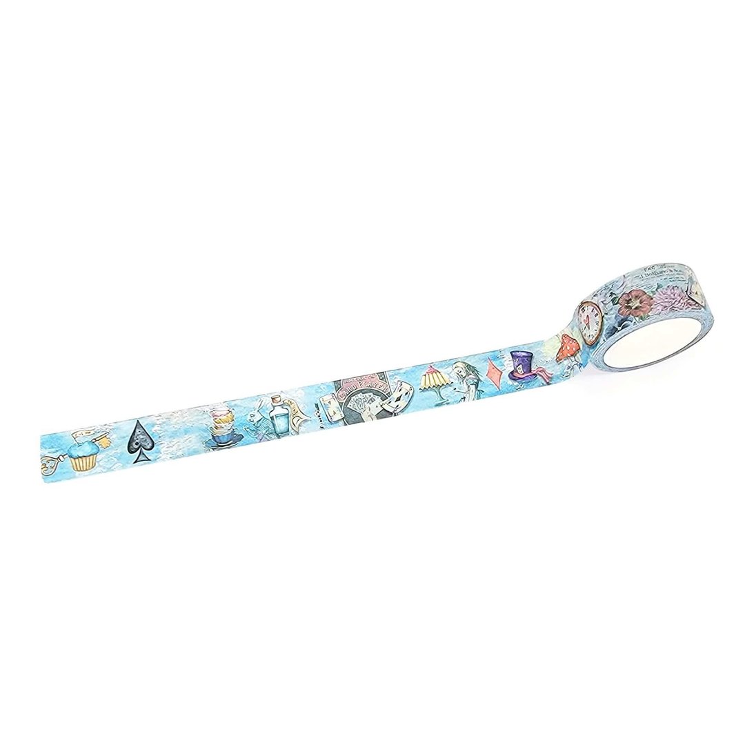 Alice in Wonderland Watercolor Washi Tape, Reusable Sticker - 纸胶带 - 纸 蓝色