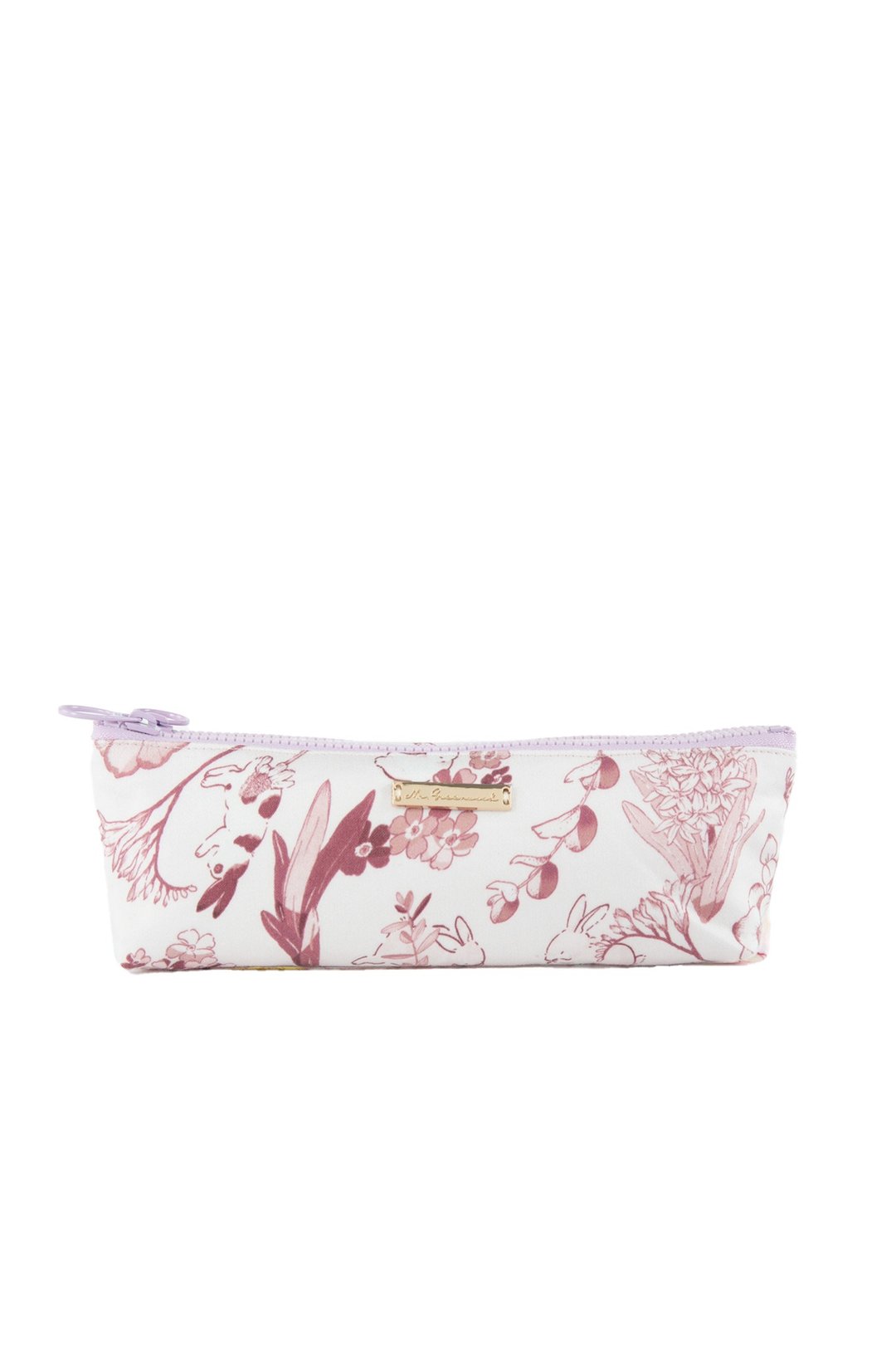 【城市印花-英国伦敦】礼物小笔袋 餐具袋 复古月牙色 兔兔花园 - 化妆包/杂物包 - 棉 粉红色