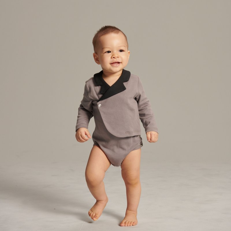 小王子西装包屁衣 - 包屁衣/连体衣 - 棉．麻 灰色