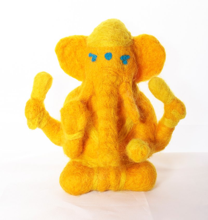 快速出货【M31】 羊毛毡-象头神灵性雕塑居家摆件身心灵 - 玩偶/公仔 - 羊毛 黄色