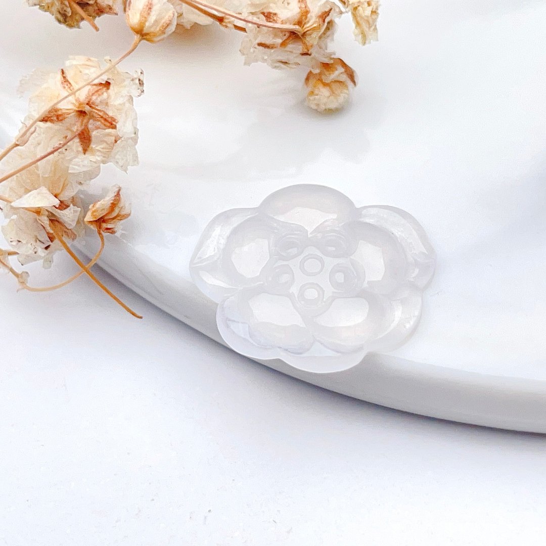 高冰种翡翠花 | 戒面 | 天然缅甸玉翡翠A货 | 送礼 - 金工/饰品 - 玉石 透明