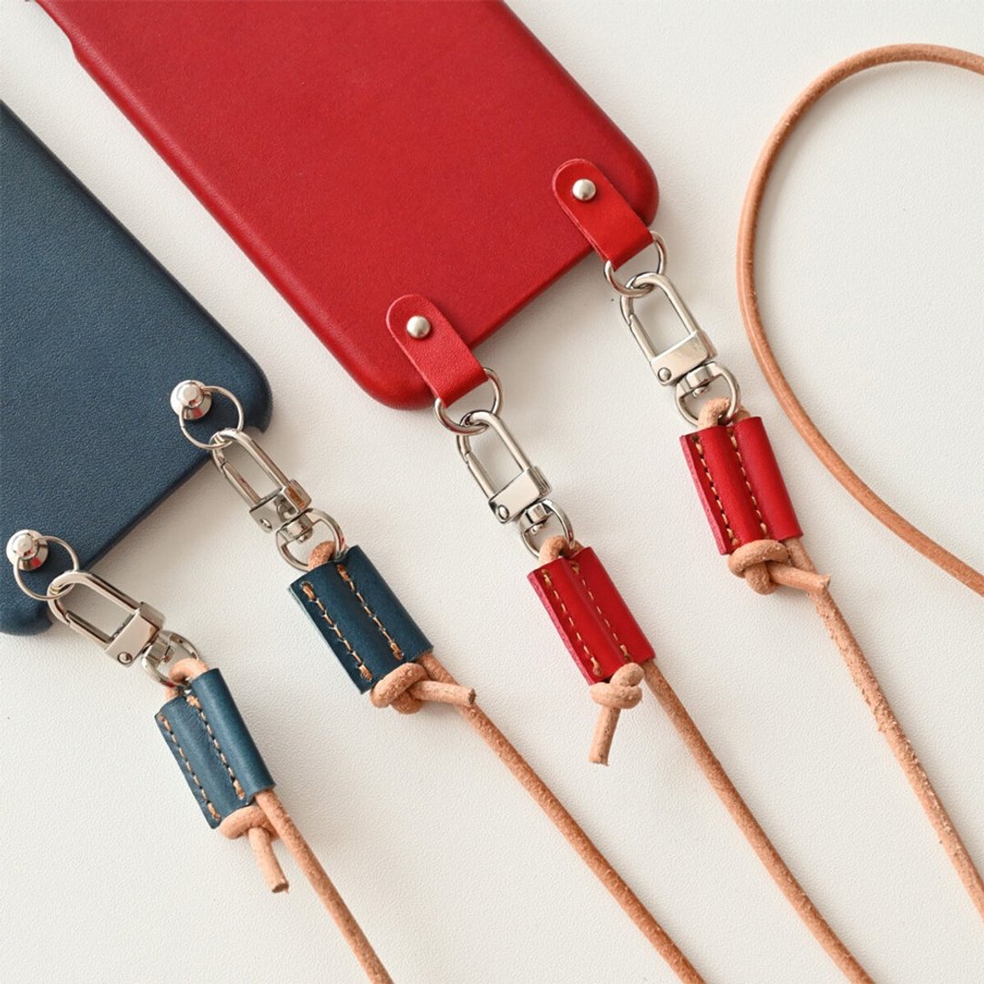 Pair Set Smartphone Strap [Round String Italian Leather] 男士智能手机单肩户外礼物礼物父亲节 CE03M - 手机配件 - 真皮 红色