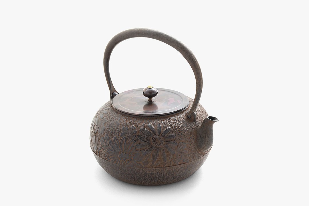 Iron kettle Hiramaru Kiku - 茶具/茶杯 - 其他金属 