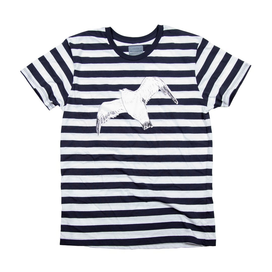 Marine Border Seagull Illustration T-shirt Animal Animal Unisex S ~ XL / Ladies Free Tcollector - 女装上衣 - 棉 多色